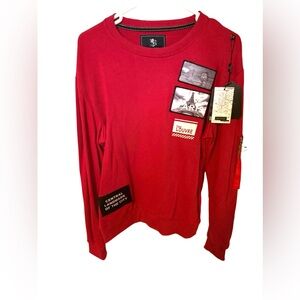 Red Sweatshirt with City Landmark Patch